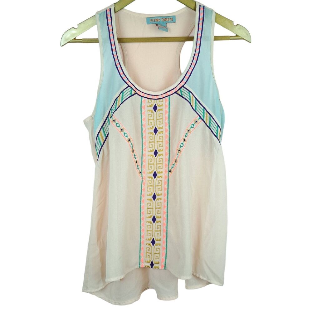 Flying Tomato Women Tank Top Sleeveless Blouse Embroidered Size S